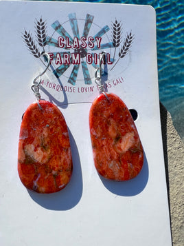 Ronald Chavez Apple Coral Slab SS Earrings