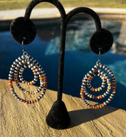 
              Pearl & Orange Spiny Triple Hoop Earrings
            