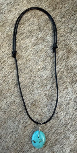 Torevia Crespin Kingman Drop Adjustable Leather Necklace