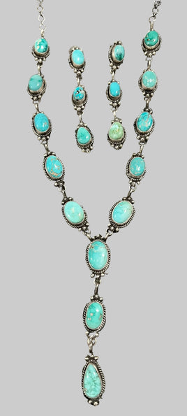 Freda Martinez Carico Lake Turquoise Lariat & Earrings
