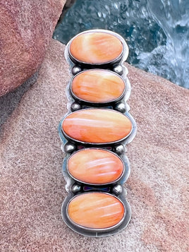 Pansy Johnson 5 Stone Orange Spiny Ring