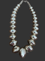 
              Michelle Jameson Bright Silver Graduated Handmade Saucer & Fluted Bead Necklace
            