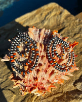 
              Pearl & Orange Spiny Triple Hoop Earrings
            