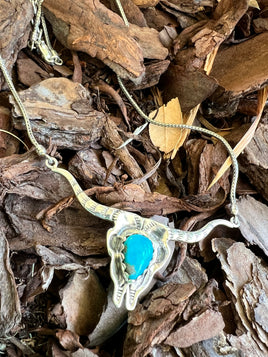 Skull & Turquoise SS Necklace
