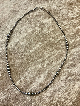Sterling Silver & Graduated Beaded Necklace