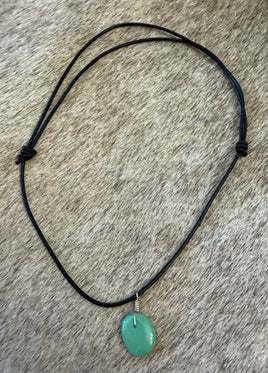Torevia Crespin Kingman Drop Adjustable Leather Necklace