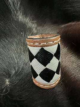 Checkered Leather Scarf Slider