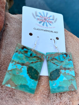 Jameson Pete Turquoise Slab Hook Square Earrings