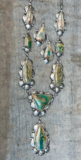 Juanita McDonald Long Royston Boulder Lariat & Earrings Set