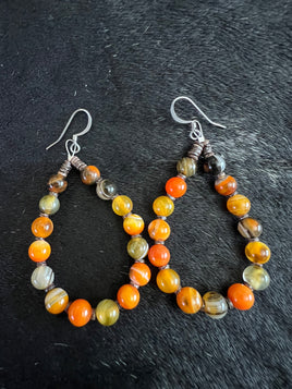Jeanette Calabaza Jasper & Olive Shell Hoop Earrings