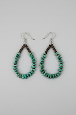 Jeanette Calabaza Turquoise Nugget & Heishi Hoop Earrings