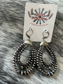 Ester Reano Triple Hoop Beaded Lever Back Earrings