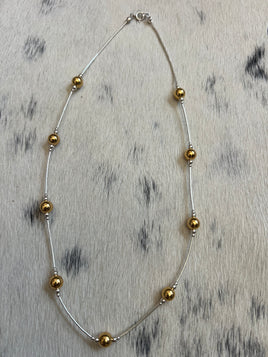 Liquid Silver & Gold-Plated Beaded Necklace