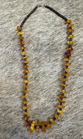 Jeanette Calabaza Amber Nugget & Heishi Necklace