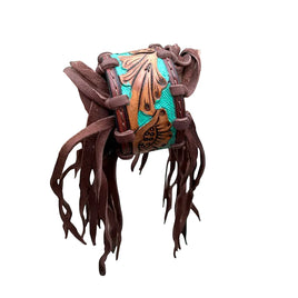Turquoise & Tooled Leather Fringe Bracelet