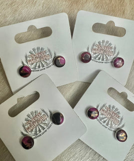 Dahlia Rose Round Stud Earrings