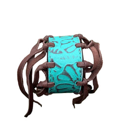 Turquoise Tooled Leather Fringe Bracelet