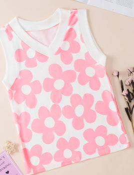 Pink Cute Flower Tank Top