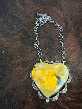 Tia Long Bumblebee Jasper Heart Necklaces