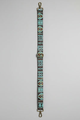 Aztec Distressed Embossed Leather Cross Body Strap
