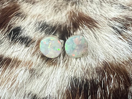 Maryann Meha White Opal Round Drop Stud Earrings