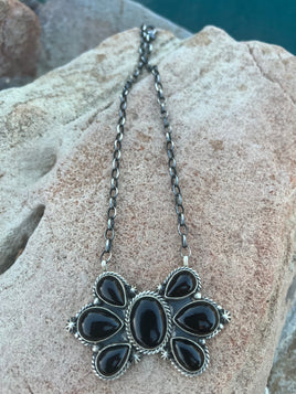 Donovan Skeets Black Onyx Cluster Necklace