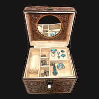 
              Tooled Leather Mirror Jewelry Box
            