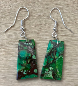 Jameson Pete Green Turquoise Slab Hook Earrings