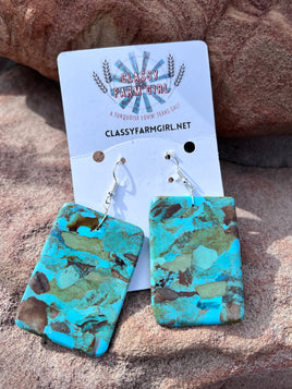 Jameson Pete Turquoise Slab Hook Square/Round Earrings
