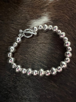 Alternating Beaded Sterling Silver Bracelet