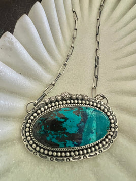Gilbert Platero Chrysocolla Bar Necklace