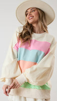 
              Spring Stripes Cut Edge Sweatshirt
            