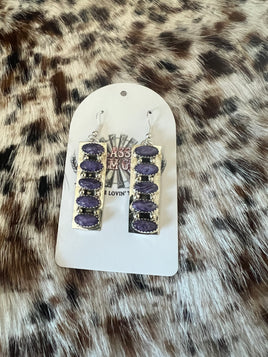 Brian Jones 5 Stone Charoite S Hook Earrings
