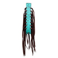 
              Turquoise Tooled Leather Fringe Bracelet
            
