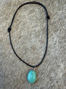 Torevia Crespin Kingman Drop Adjustable Leather Necklace