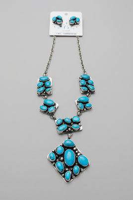 Sheila Becenti Kingman Cluster Lariat & Earrings