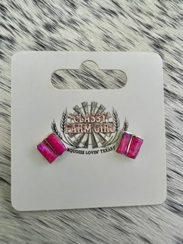 Juanita Tucson Pink Opal Inlay Stud Earrings