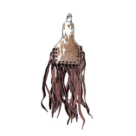 Cowhide Fringe Ear Tag Keychain