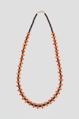 Jeanette Calabaza Orange Spiny Nugget & Heishi Necklace