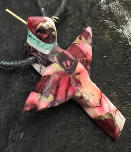 Matt Mitchell Dahlia Rose Hummingbird Fetish Leather Adjustable Necklace