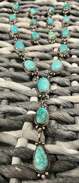 Freda Martinez Carico Lake Turquoise Lariat & Earrings