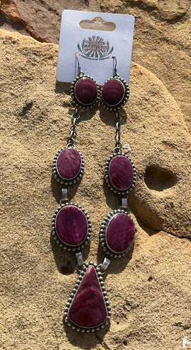 Mary Ann Spencer Purple Spiny Lariat & Earrings