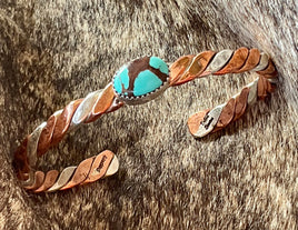 Delbert Secatero Braided Copper & Sterling Silver Hubei Braided Cuff