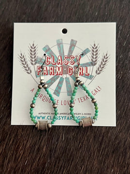 Larry Curley Turquoise Barrell Beaded Earrings