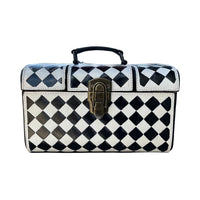 
              Checkered Tooled Leather Jewelry Box
            