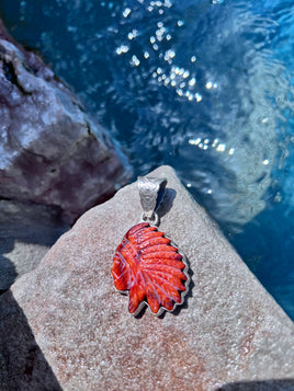 Tony Yazzie Carved Spiny Indian Head SS Pendant