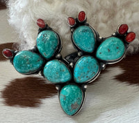 
              Shawn Cayatineto Kingman & Coral Cactus Ring
            