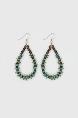 Jeanette Calabaza Turquoise Nugget & Heishi Hoop Earrings