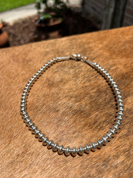Margaret Lee Handmade Bright Sterling Silver Saucer Bead Necklace