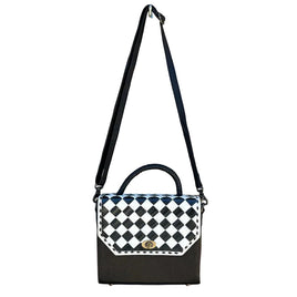 Checker Tooled Leather Crossbody Bag